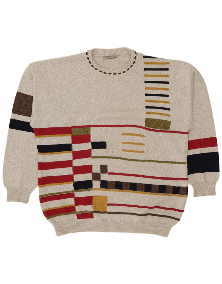 Pulover pentru bărbați Conte Massimo cu gât crew, bumbac geometric 2XL gri