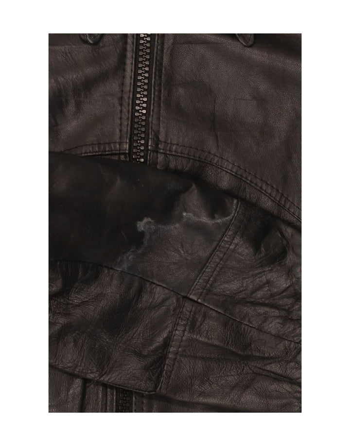 Jachetă Bomber din piele vintage pentru femei IT 50 XL din piele neagră