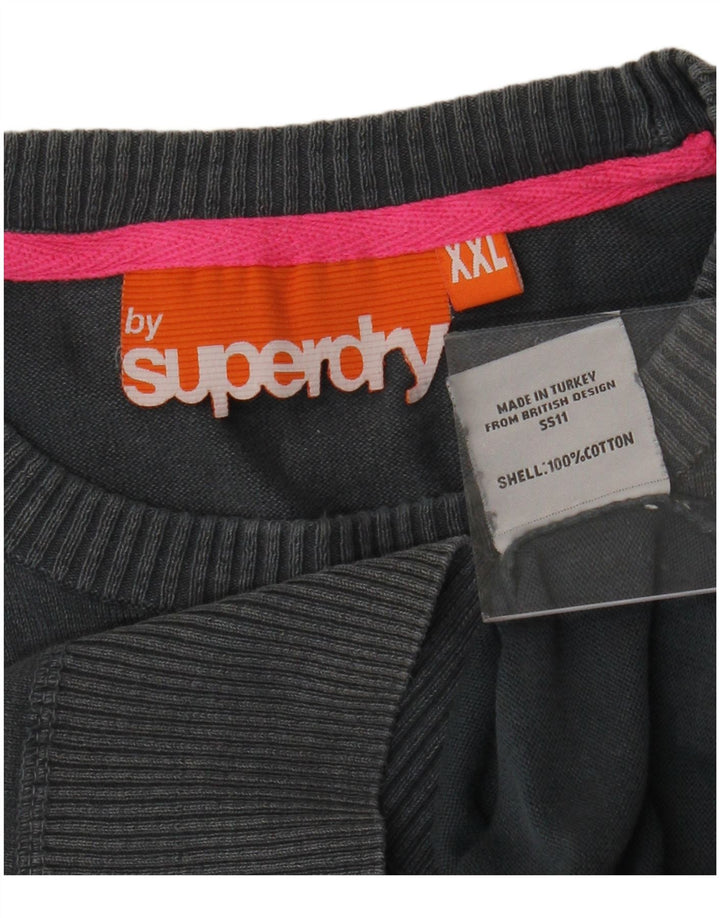 SUPERDRY Pulover pentru bărbați cu decolteu triplu, bumbac gri 2XL