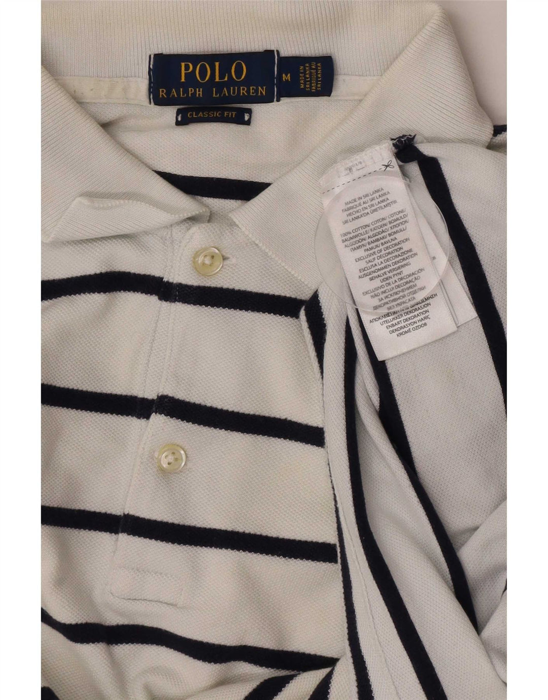 Cămașă Polo Ralph Lauren pentru bărbați, bumbac cu dungi albe medii