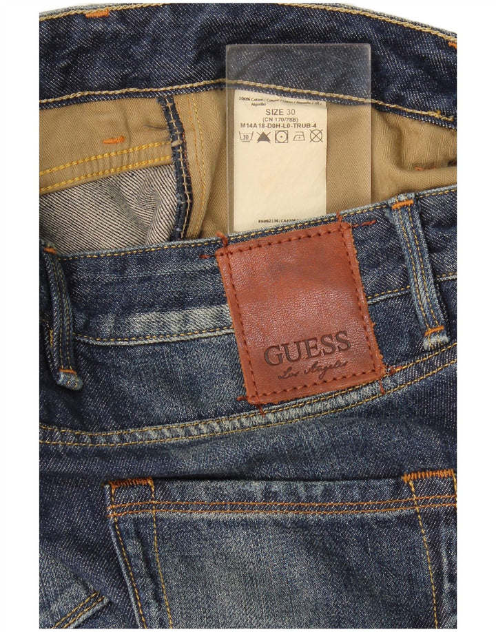 Blugi drepte pentru femei Guess L30 L33 bumbac bleumarin