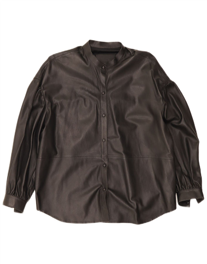 Cămașă din piele supradimensionată pentru femei Massimo Dutti UK 6 XS Piele neagră