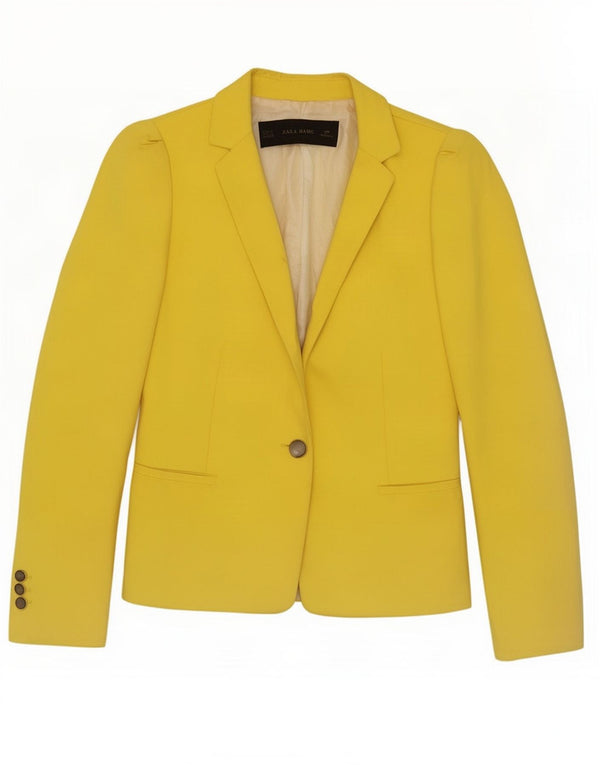 Blazer pentru femei Zara cu 1 nasture, UK 10, poliester galben mic