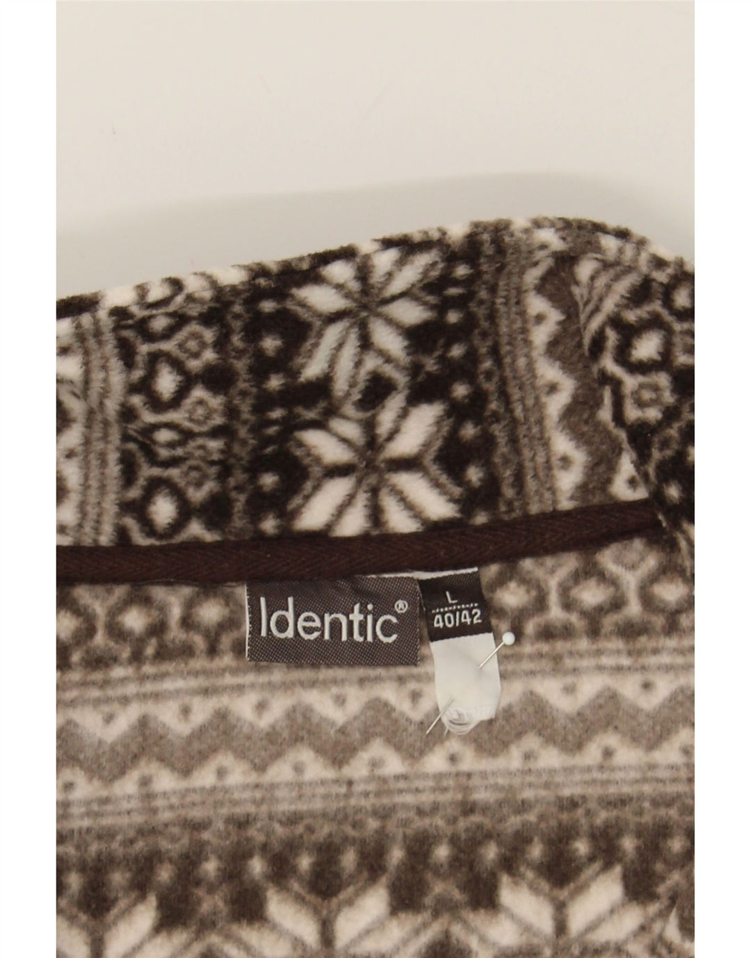 IDENTIC Womens Fleece Jacket EU 40/42 Large Brown Fair Isle Polyester Vintage Identic and Second-Hand Identic from Messina Hembry 