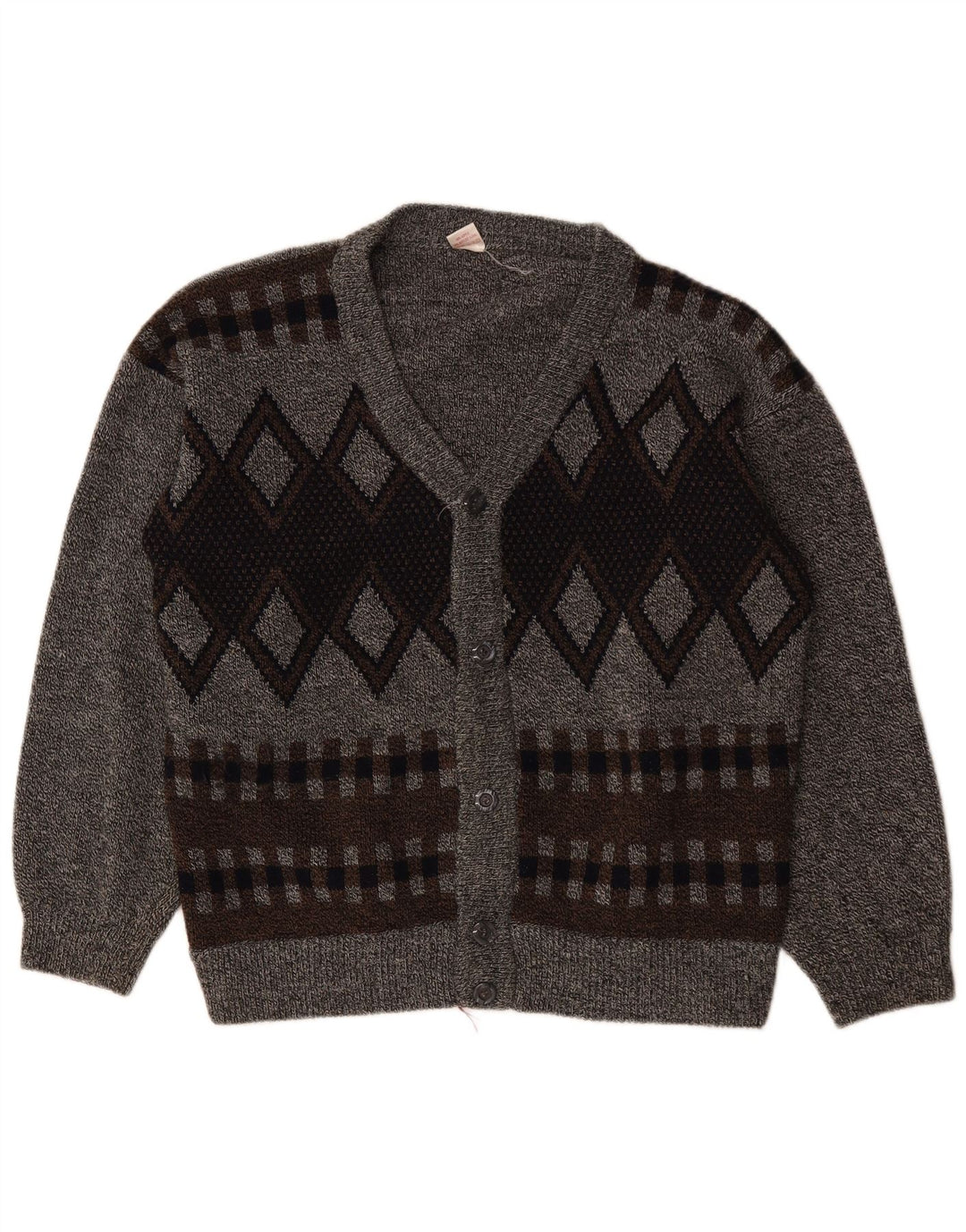 Pulover cardigan pentru bărbați VINTAGE 2XL gri Argyle/Diamond Acrylic