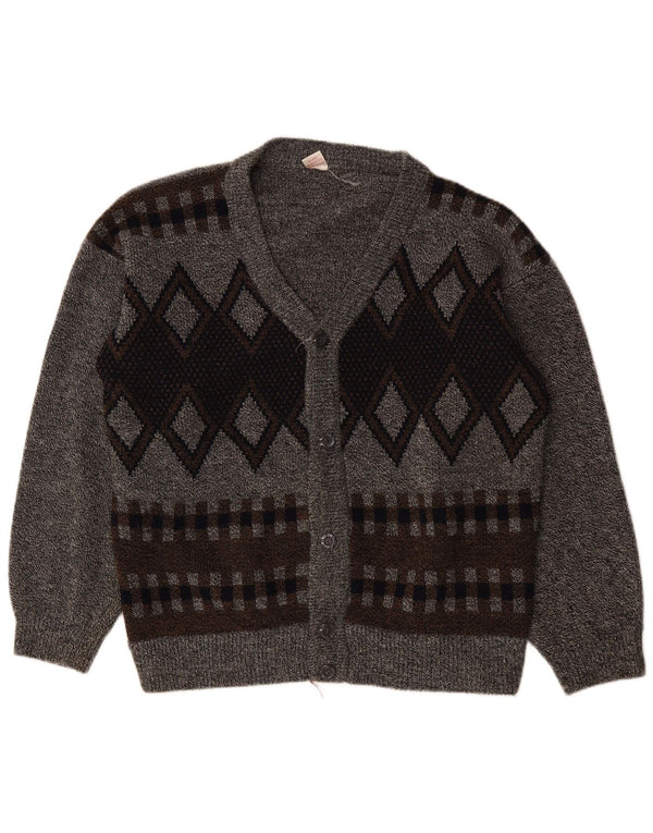 Pulover cardigan pentru bărbați VINTAGE 2XL gri Argyle/Diamond Acrylic