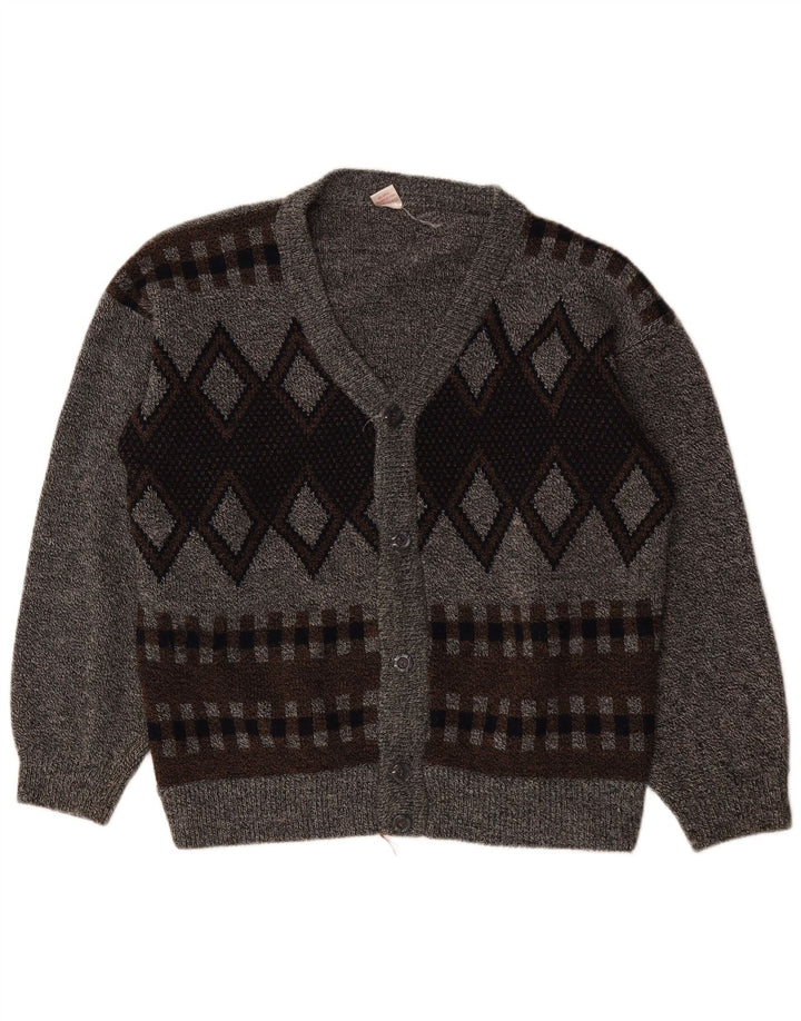Pulover cardigan pentru bărbați VINTAGE 2XL gri Argyle/Diamond Acrylic