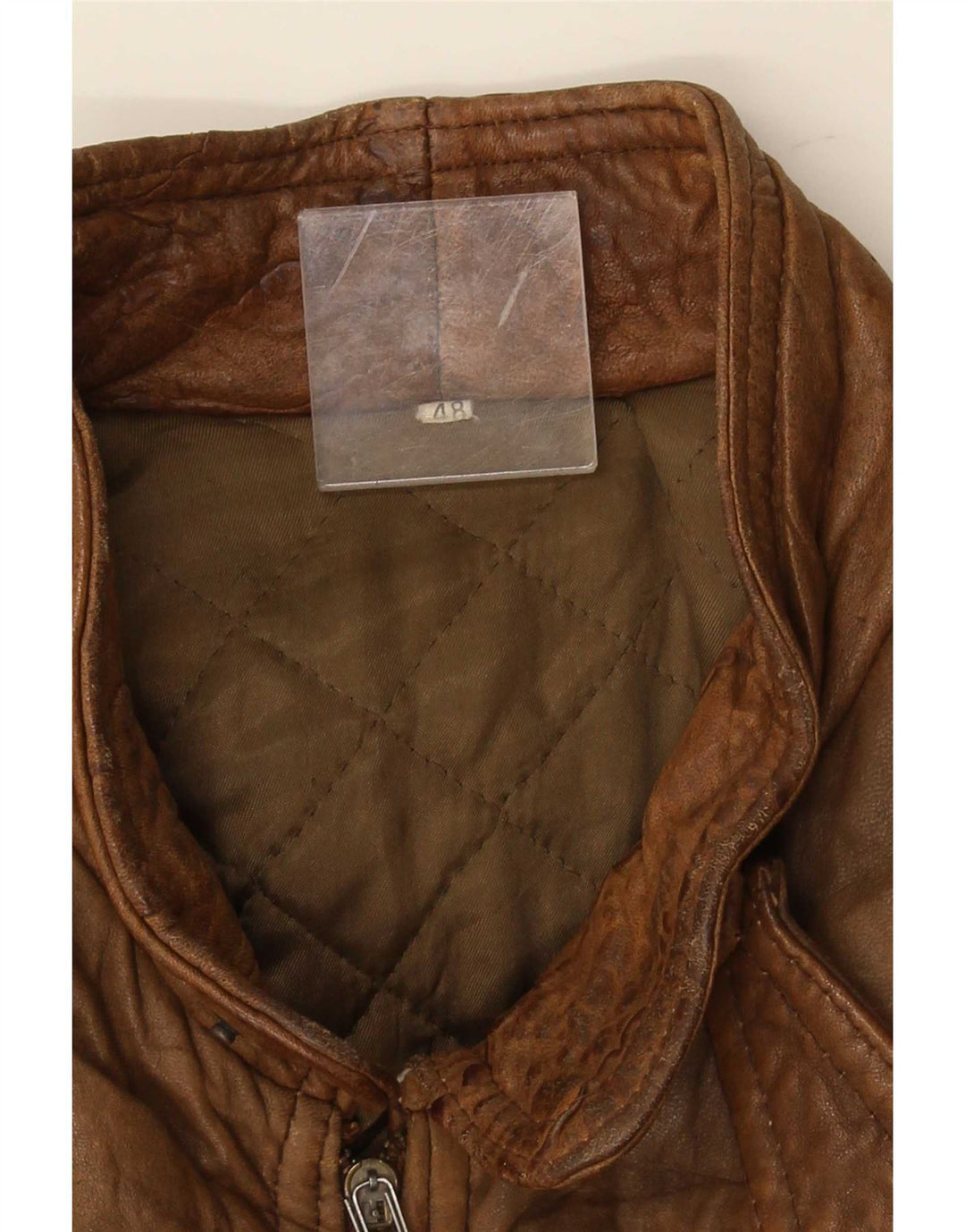 Geacă de piele vintage pentru bărbați IT 48 maro mediu