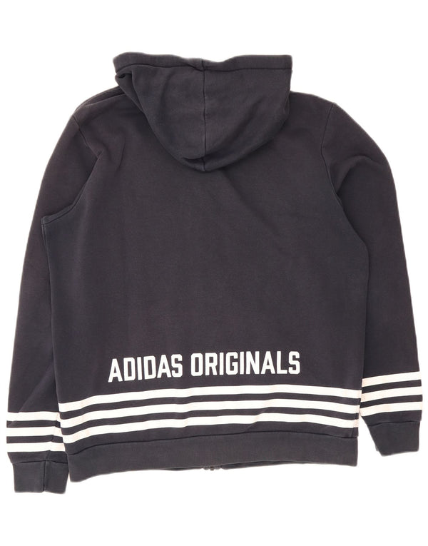Pulover cu glugă cu fermoar grafic Adidas pentru bărbați, mare, albastru, bumbac