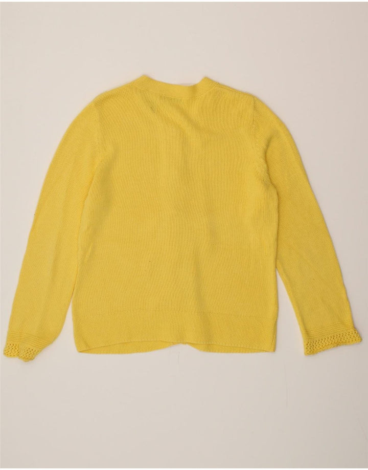 ORVIS Womens Cardigan Sweater UK 14 Medium Yellow Cotton Vintage Orvis and Second-Hand Orvis from Messina Hembry 