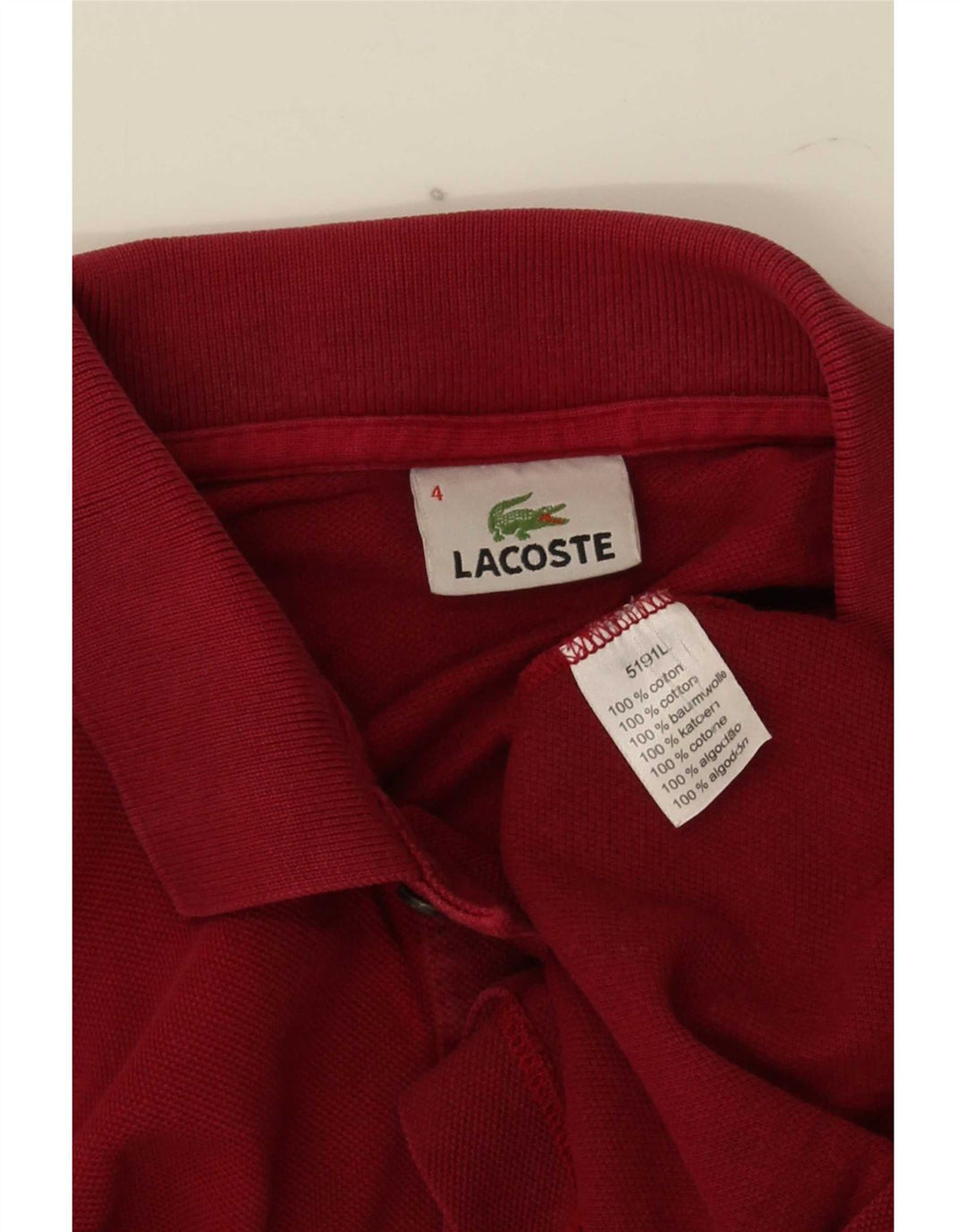Tricou polo Lacoste pentru bărbați, mărimea 4, bumbac roșu mediu