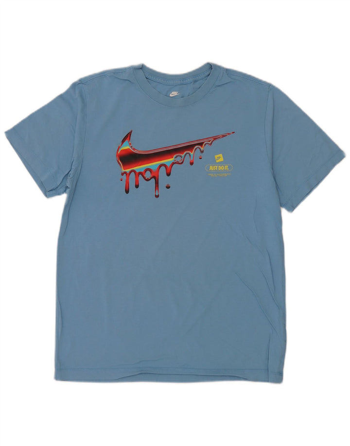 Tricou grafic Nike pentru bărbați Top din bumbac albastru mediu