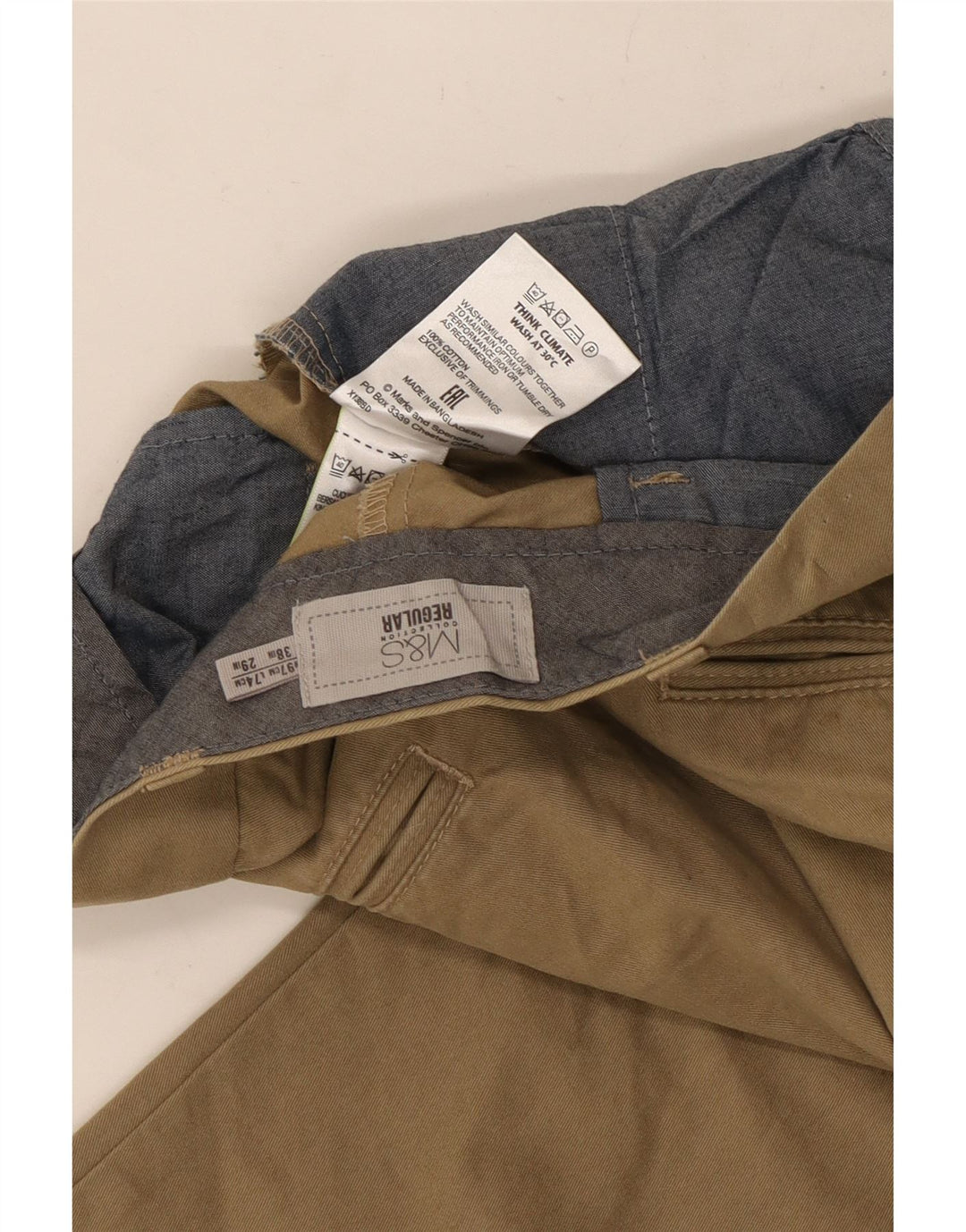 Marks & Spencer Pantaloni de costum obișnuit pentru bărbați L38 L29 Kaki Bumbac