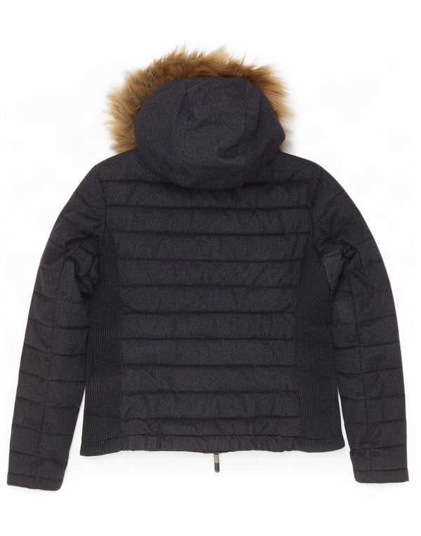 Jachetă căptușită cu glugă Superdry pentru femei UK 18 XL, albastru bleumarin, nailon cu pături