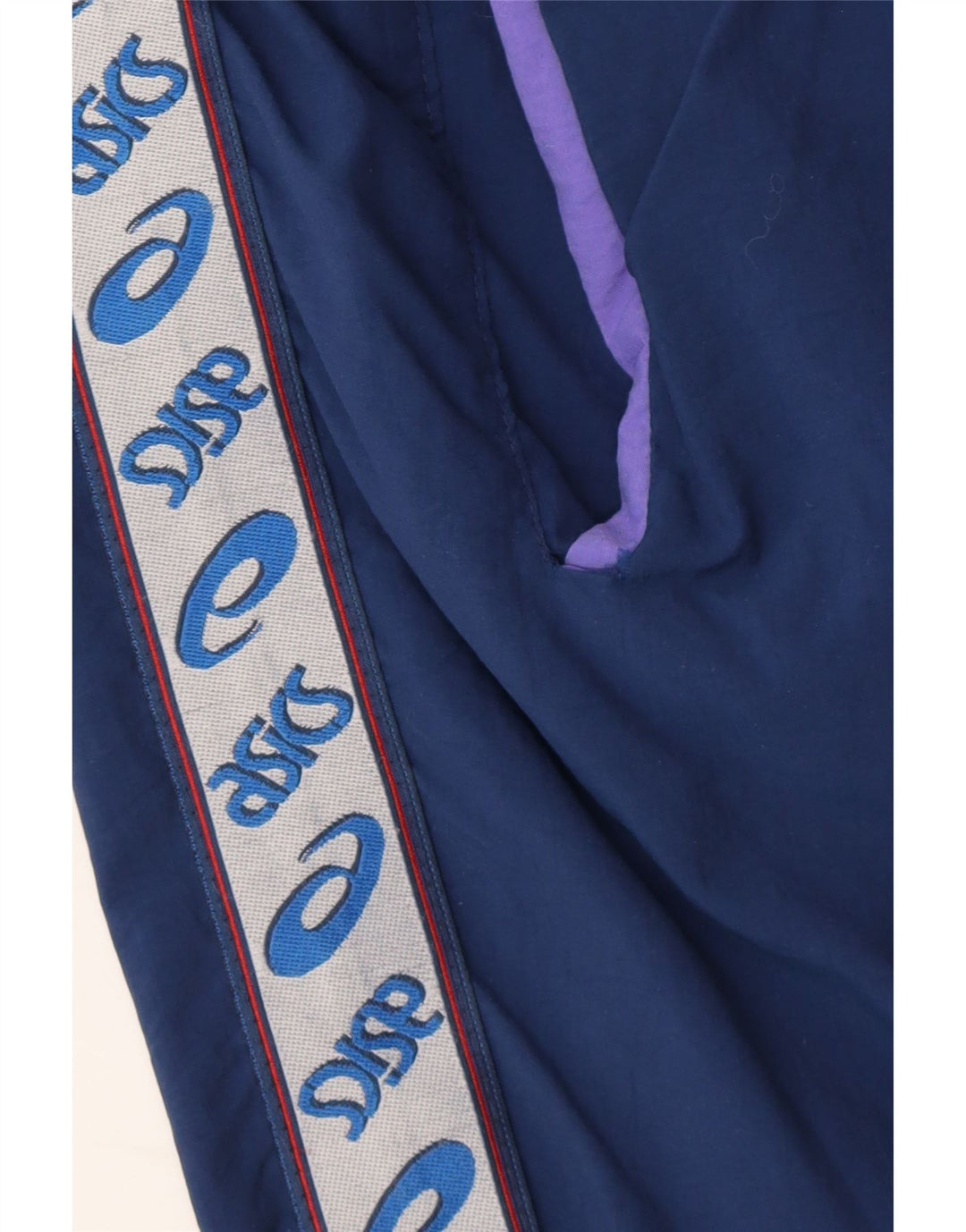 ASICS Mens Graphic Tracksuit Trousers Large Navy Blue Vintage Asics and Second-Hand Asics from Messina Hembry 