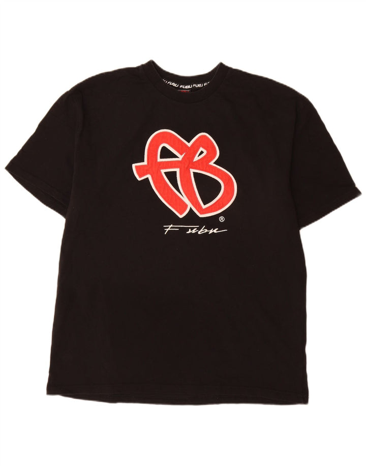 Fubu Tricou grafic pentru bărbați Top mare din bumbac negru