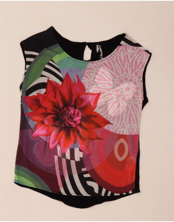 Tricou grafic supradimensionat pentru femei Desigual Top UK 10 Small Black Viscose