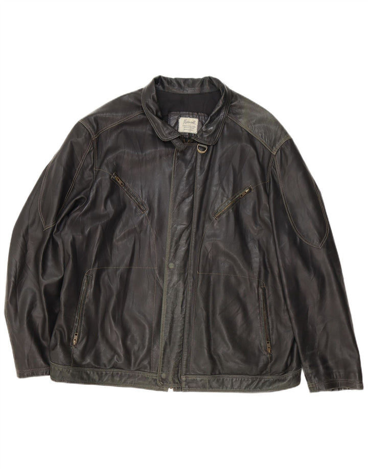 Jachetă de piele vintage pentru bărbați UK 44 2XL Negru