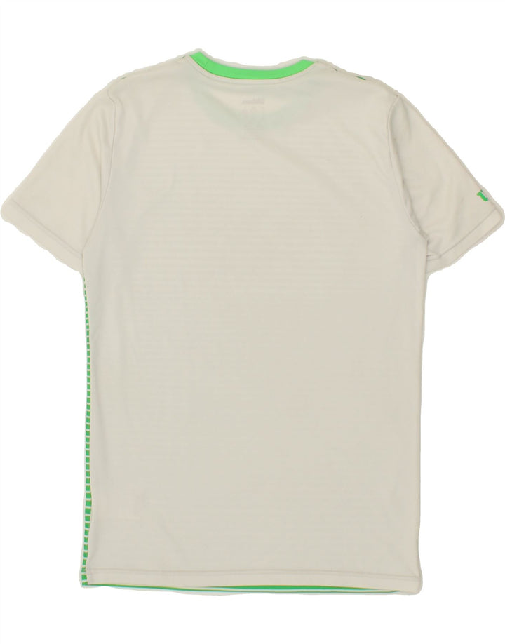 WILSON Boys T-Shirt Top 11-12 Years Green Striped Polyester Vintage Wilson and Second-Hand Wilson from Messina Hembry 