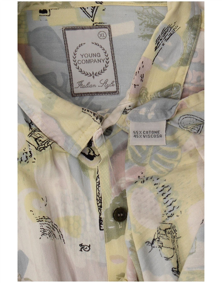 Cămașă vintage cu mânecă scurtă pentru bărbați, bumbac multicolor XL