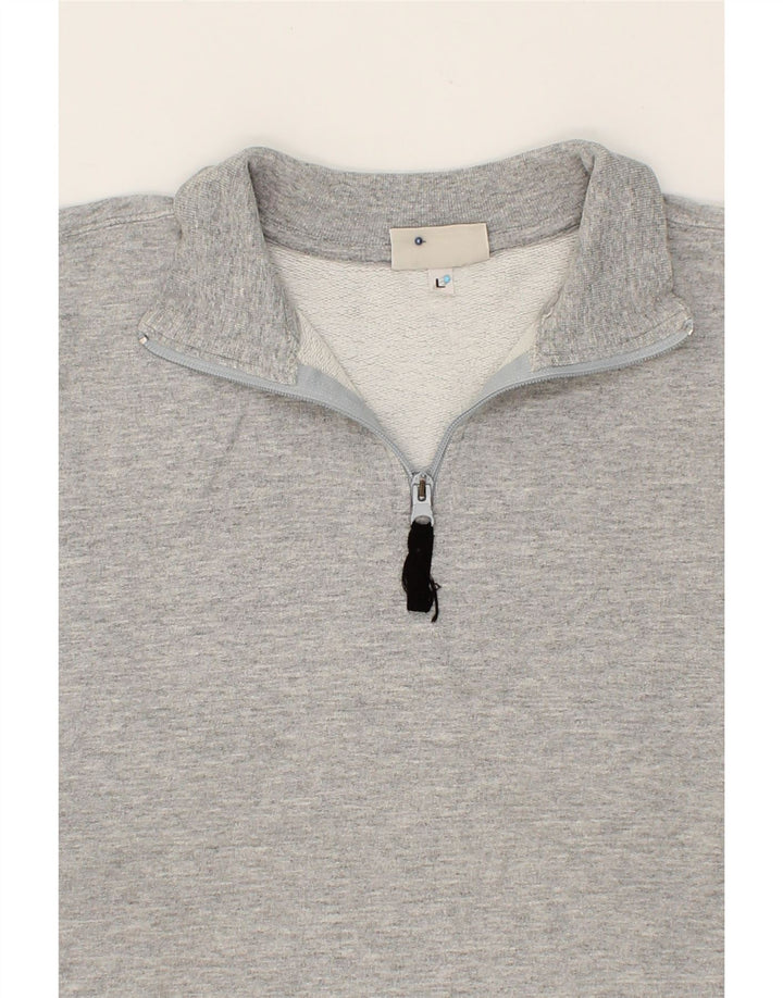 ASICS Mens Zip Neck Sweatshirt Jumper Large Grey Cotton Vintage Asics and Second-Hand Asics from Messina Hembry 