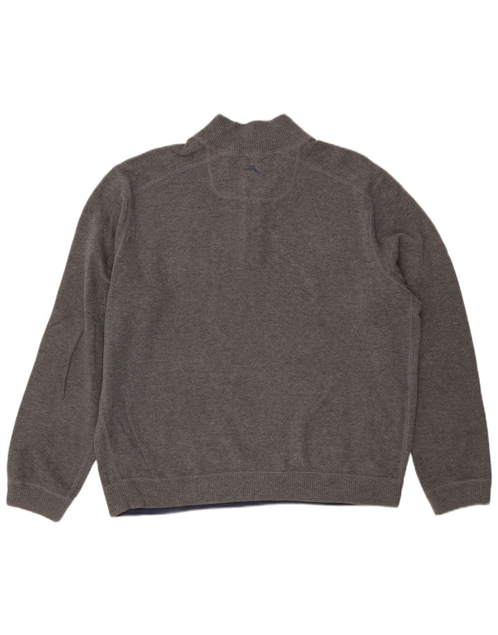 TOMMY BAHAMA Pulover pentru bărbați, cu fermoar, cu gât, XL, gri