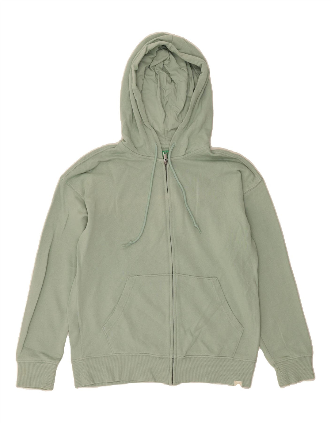 BENETTON Mens Zip Hoodie Sweater Medium Green Cotton Vintage Benetton and Second-Hand Benetton from Messina Hembry 