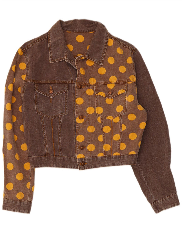 Jachetă de blugi crop Fiorucci pentru femei UK 14 Medium Brown Polka Dot