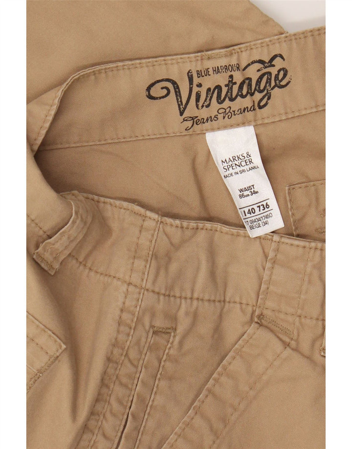 Bermude pentru bărbați Marks & Spencer Blue Harbour Cargo W34 Large Beige