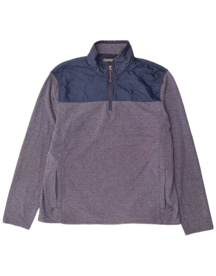 Pulover pentru bărbați Eddie Bauer, cu fermoar, cu gât, mare, albastru