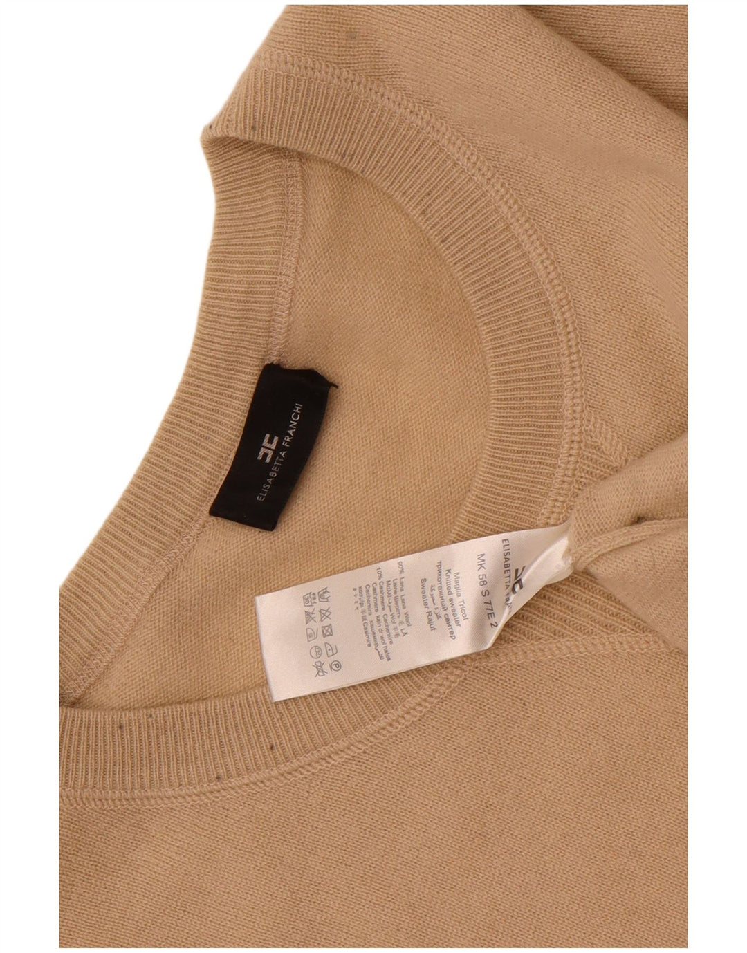Elisabetta Franchi Pulover De Damă Crew Deck IT 40 Small Bej