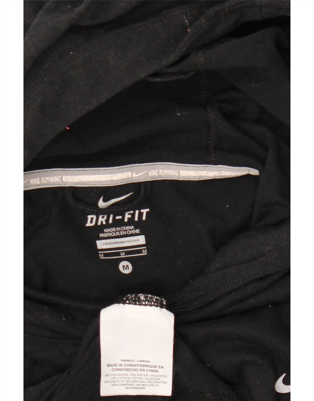 Top cu glugă NIKE Dri Fit pentru femei cu mânecă lungă UK 14 Poliester mediu negru