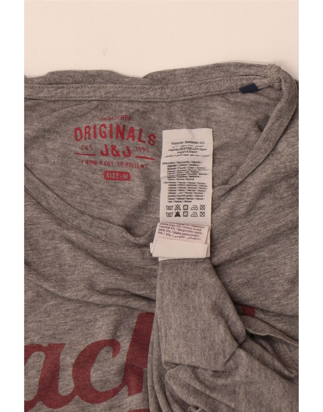 Tricou cu grafic Jack & Jones pentru bărbați Top din bumbac cu pete gri mediu