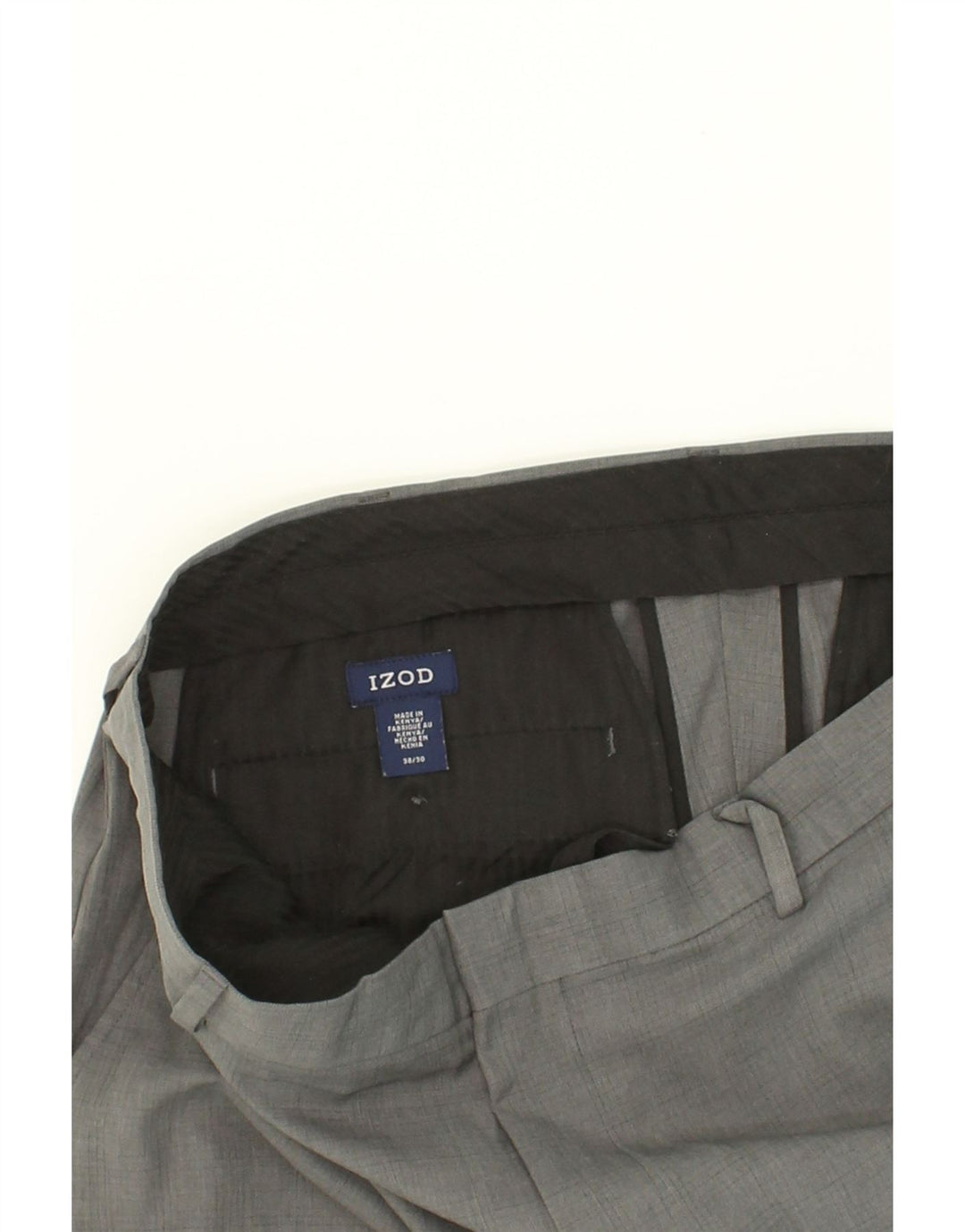 IZOD Mens Straight Chino Trousers W38 L25  Grey Check Polyester Vintage Izod and Second-Hand Izod from Messina Hembry 