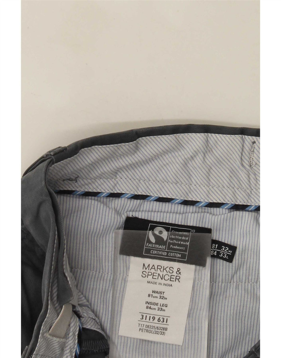 Marks & Spencer Pantaloni drepți pentru bărbați L32 L33 bumbac gri