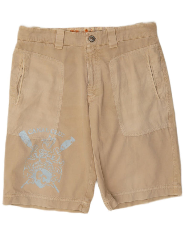 Pantaloni scurți chino vintage pentru bărbați cu grafic W36 Large Beige