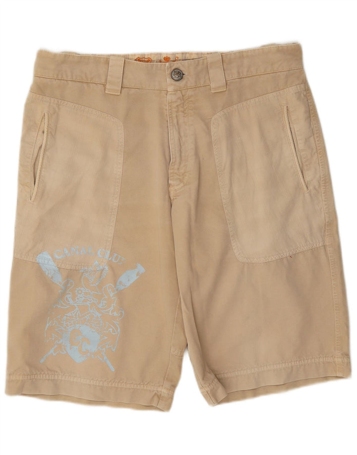 Pantaloni scurți chino vintage pentru bărbați cu grafic W36 Large Beige