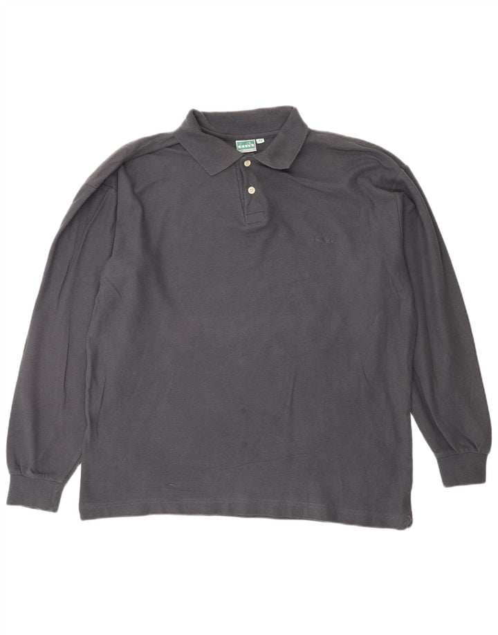 DIADORA Tricou polo cu maneca lunga pentru barbati IT 48 bumbac gri mediu