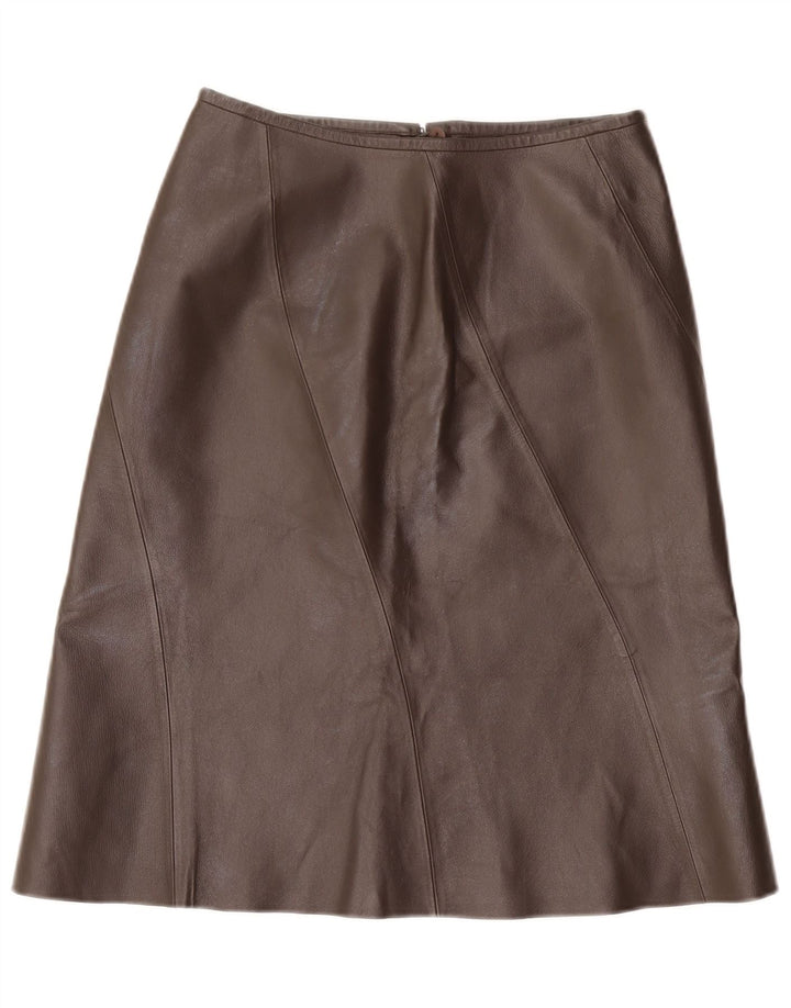 Fusta de piele pentru femei VINTAGE UK 12 Medium W28 Piele maro