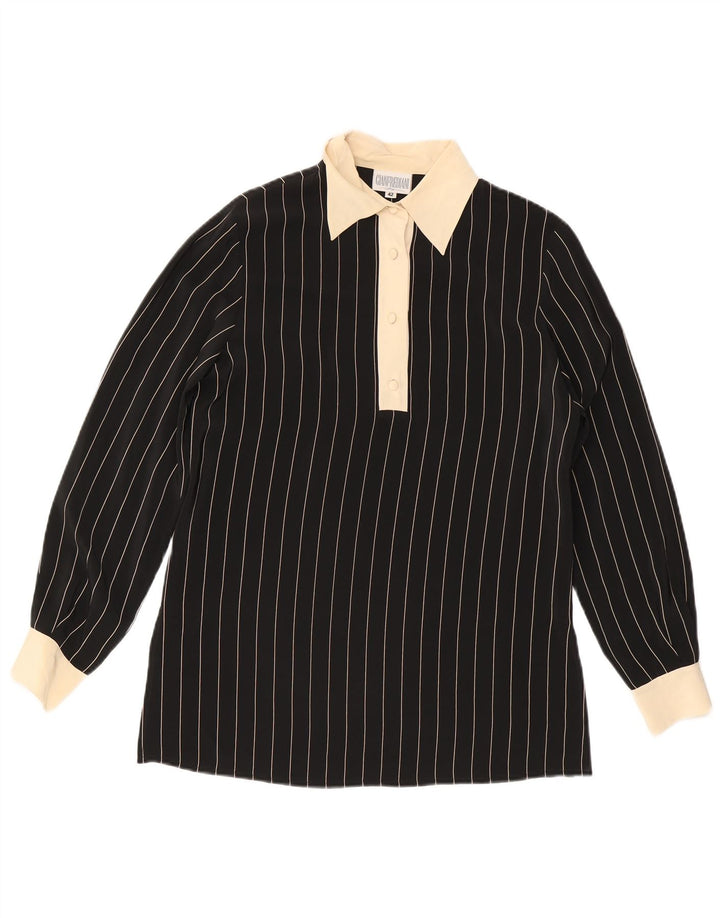 Bluză Cămașă Pulover Femei Gianfrediani IT 42 Mătase Mediu Negru Pinstripe