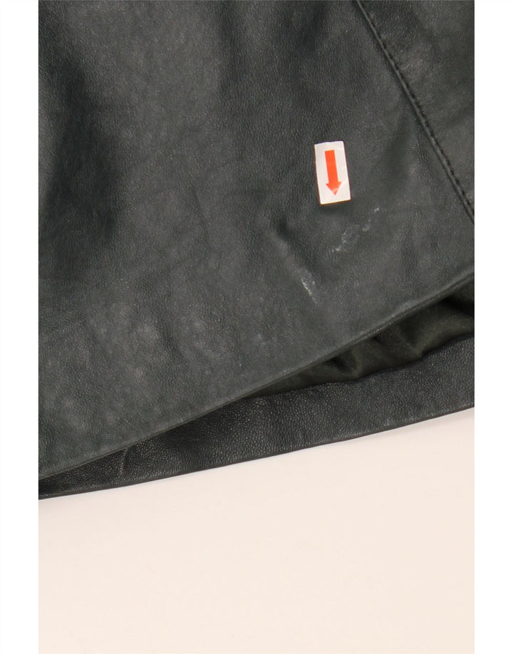 Poncho din piele pentru femei cu glugă SAKI UK 10 Mic din piele verde