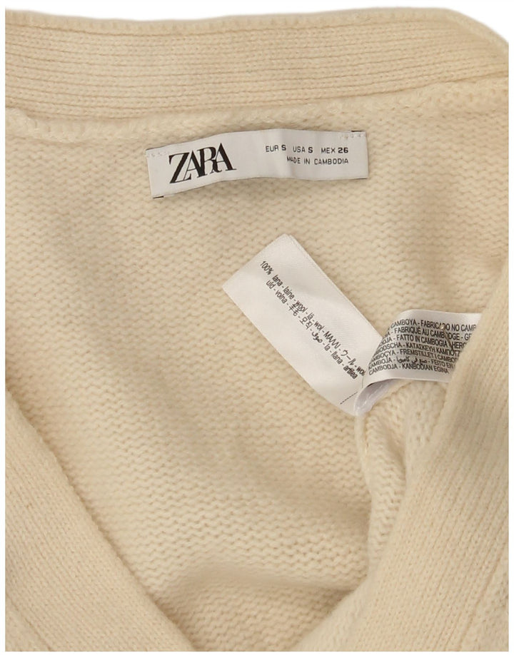 Pulover cardigan supradimensionat pentru femei Zara UK 10, lână albă, mică