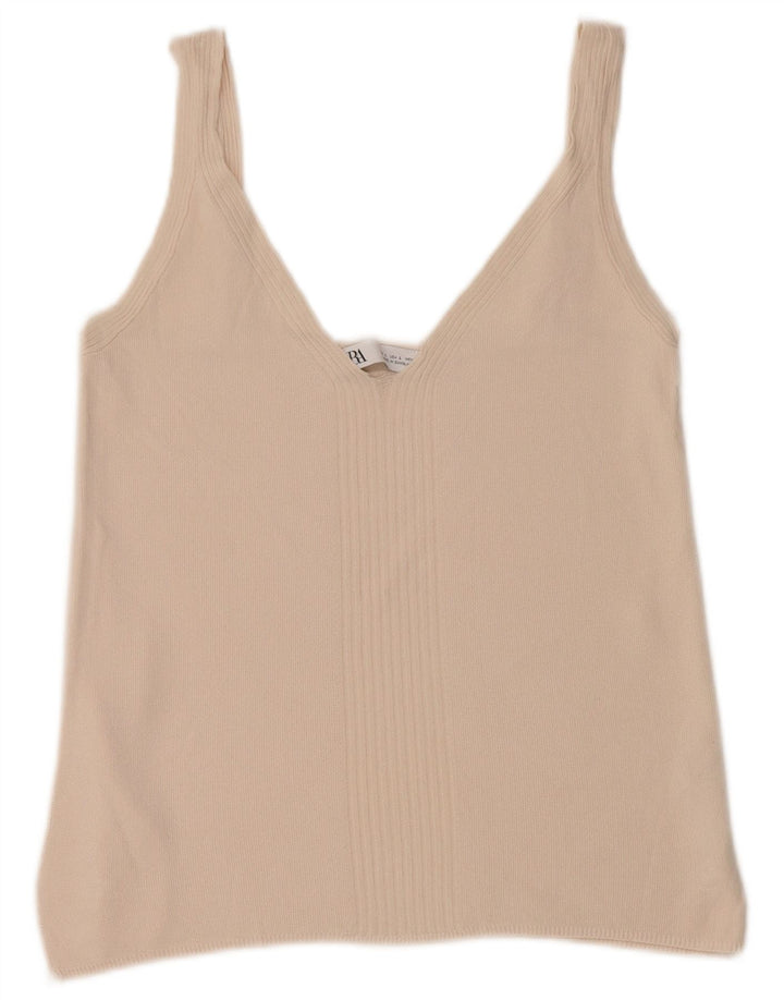 Top crop pentru femei Zara UK 14, mare, bej, viscoză