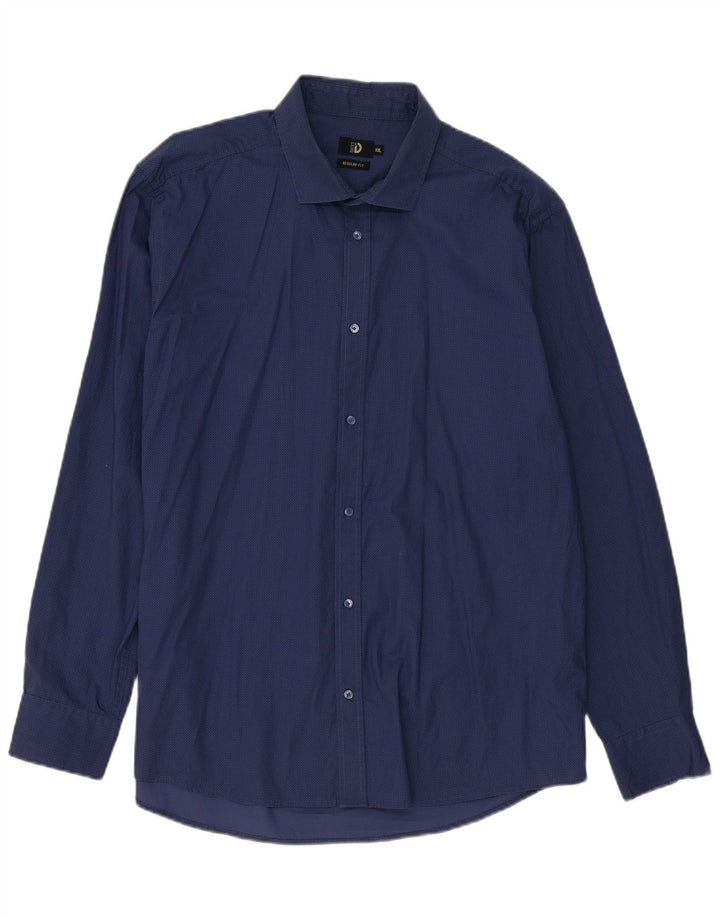 Cămașă Dack's pentru bărbați, cu formă regulată, 2XL, bumbac geometric, albastru bleumarin