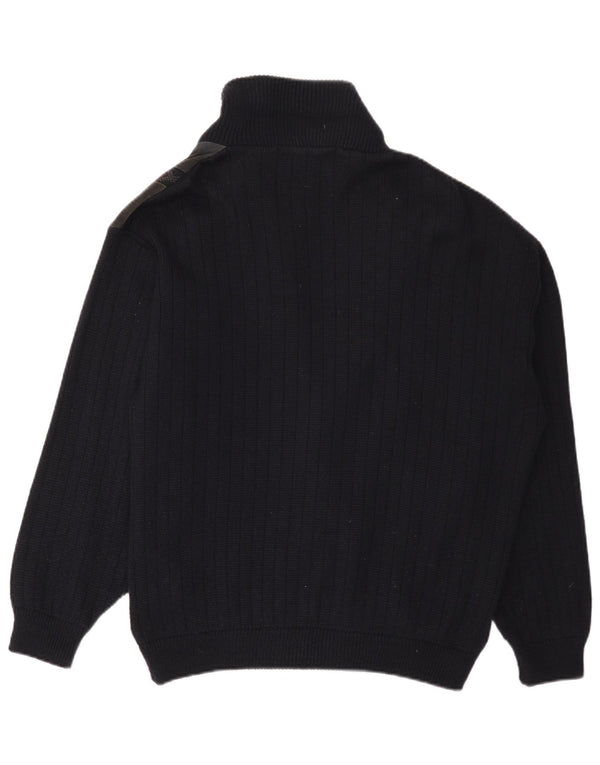 Pulover cardigan pentru bărbați din piele intoarsa Laura Pucci IT 52 Fair Isle mare albastru bleumarin