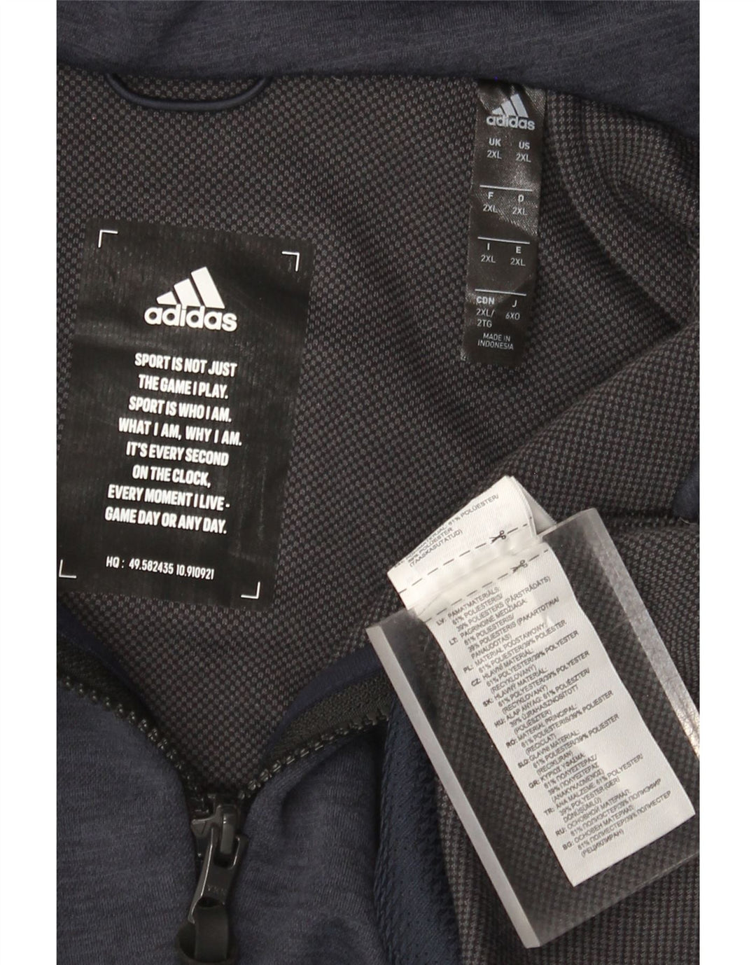 Pulover Adidas pentru bărbați, cu fermoar, 2XL, poliester bleumarin