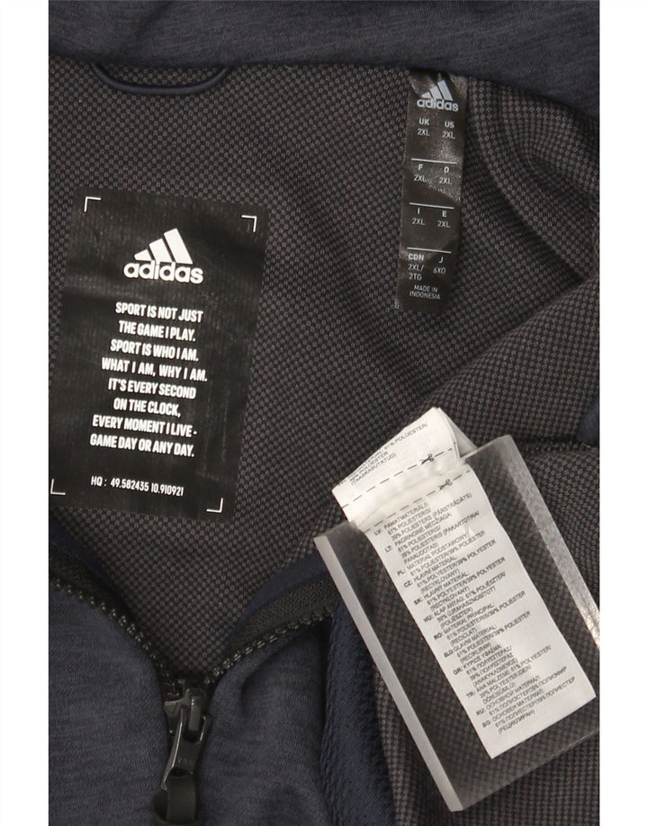 Pulover Adidas pentru bărbați, cu fermoar, 2XL, poliester bleumarin