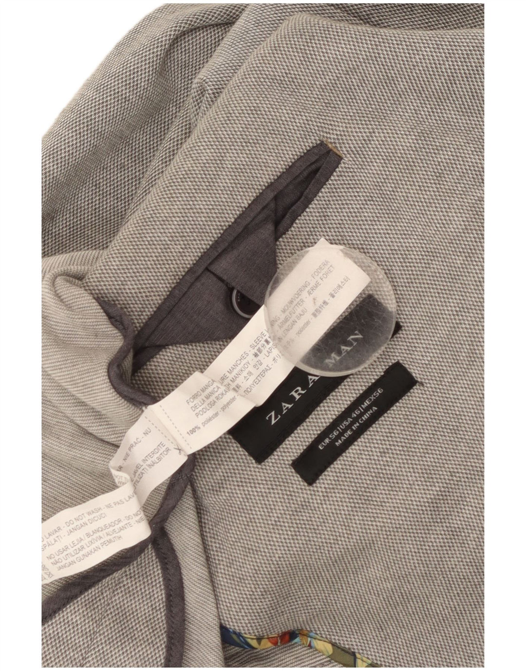 Blazer pentru bărbați Zara cu 2 nasturi EU 56 XL Poliester gri