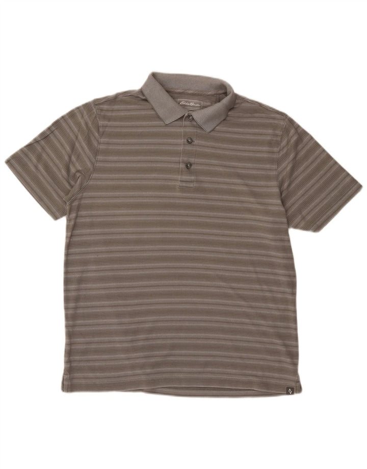 EDDIE BAUER Tricou polo pentru bărbați, bumbac cu dungi gri mediu