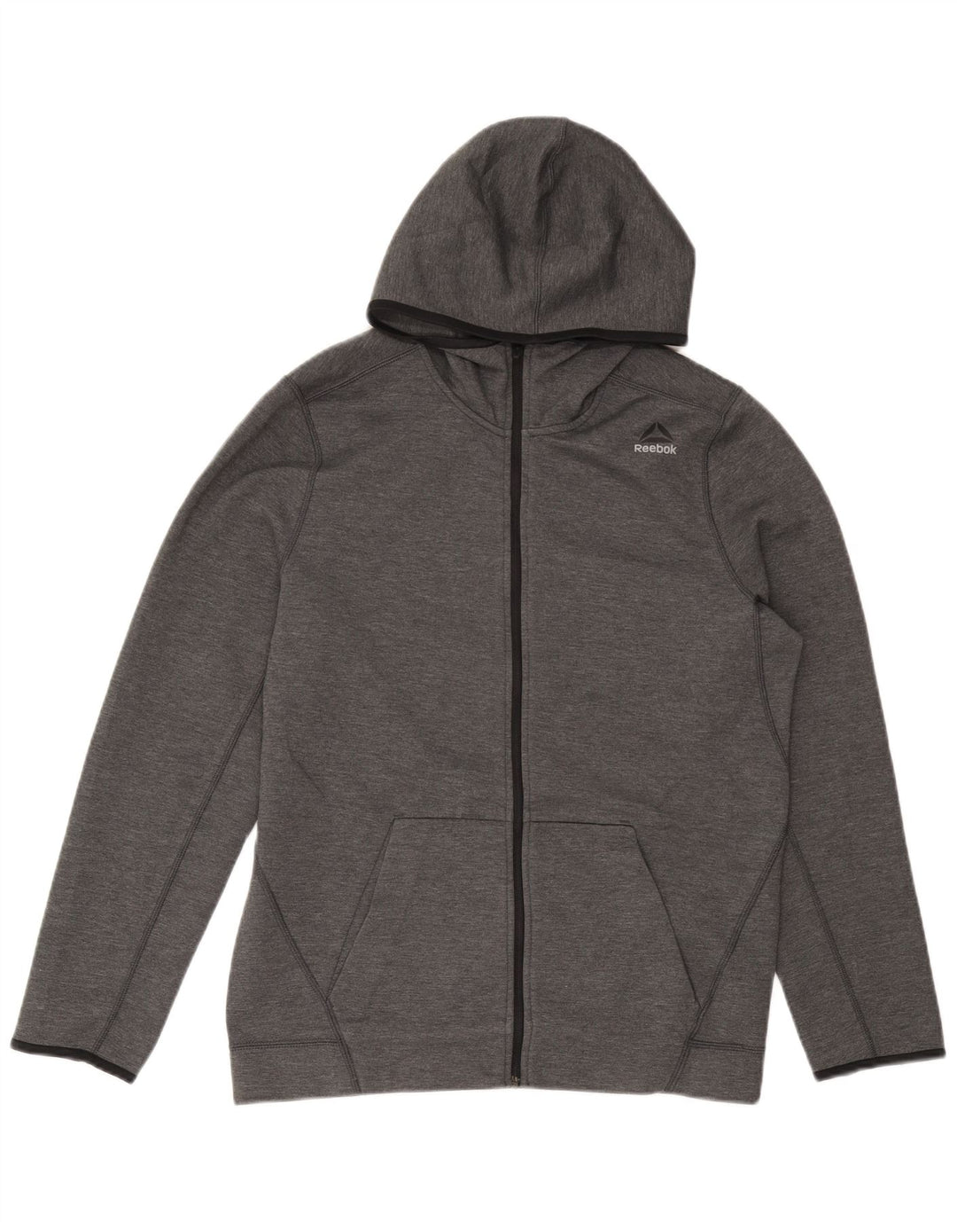 Pulover REEBOK pentru bărbați, cu fermoar, poliester, gri mediu